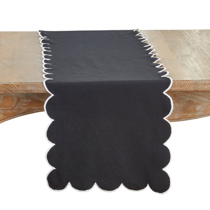 Cotton Scalloped Table Runner: Natural / 16"x72"