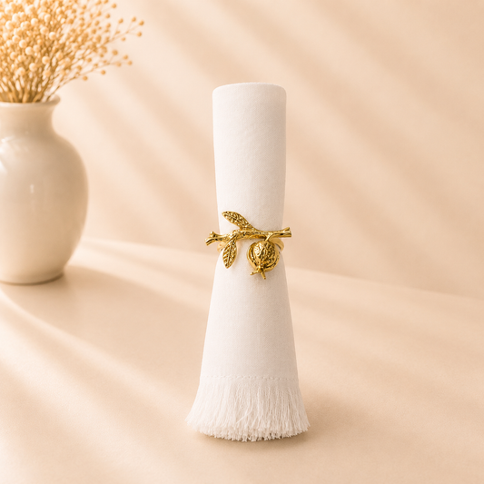 Pomegranate Napkin Rings Gold Set of 6