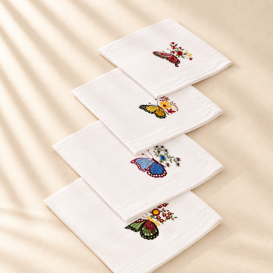 Colorful Butterfly Assorted Napkin - 20" X 20" Set of 4
