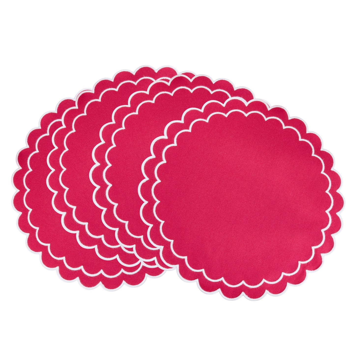 Round Scalloped Cotton Placemats: Black / 15"