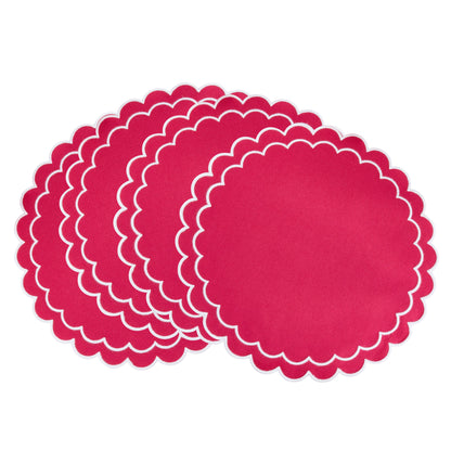 Round Scalloped Cotton Placemats: Black / 15"