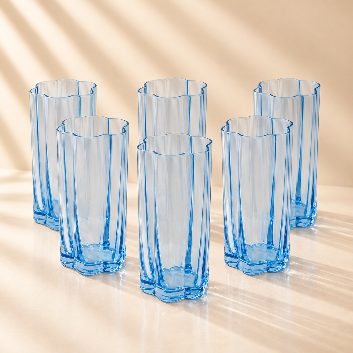 Flower Highball Tranquil Blue Set of 6