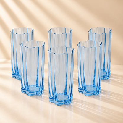 Flower Highball Tranquil Blue Set of 6