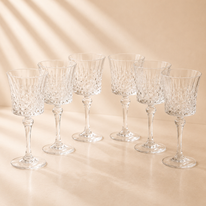 Diamond Water Glasses Clear Set of 6