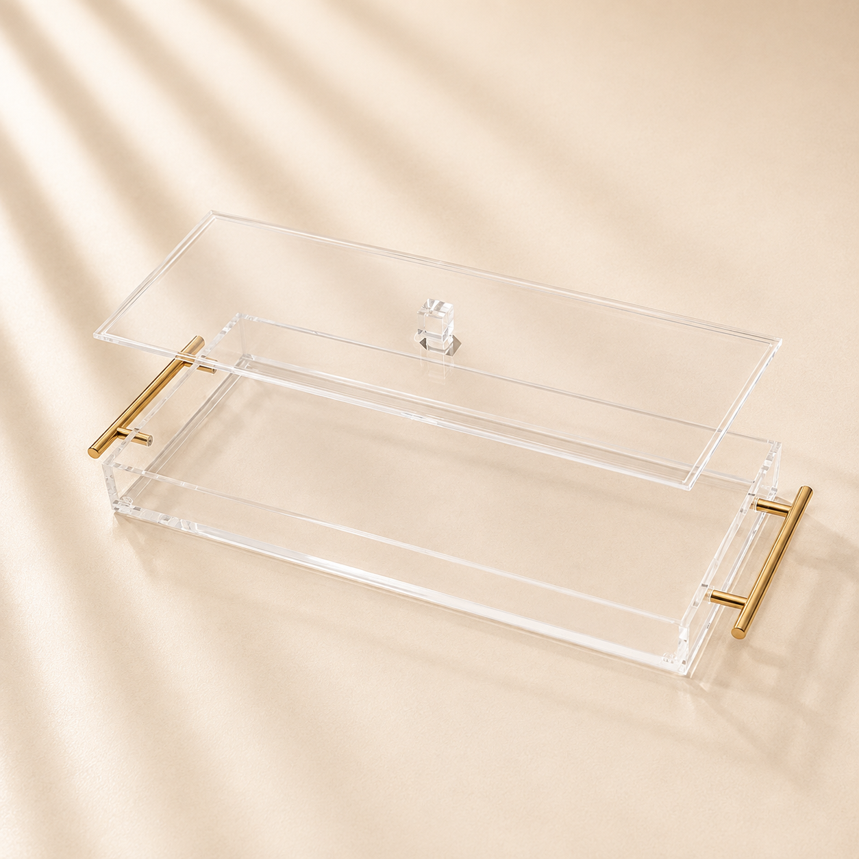 Acrylic Tray Gold Handle 7”x17”