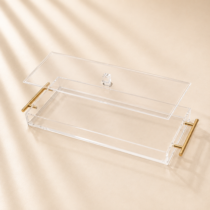 Acrylic Tray Gold Handle 7”x17”