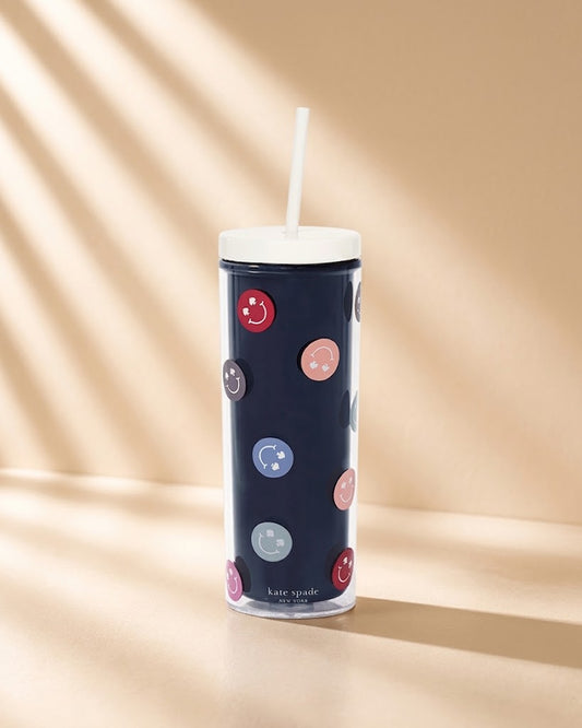 Spade Smiley Acrylic Tumbler with Straw