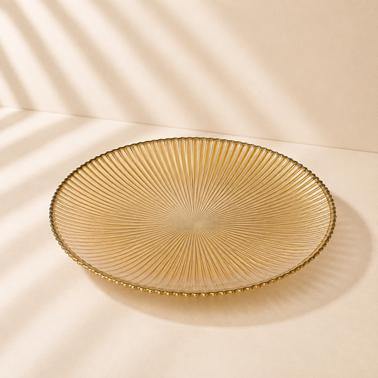 Gold Ribbed Glass Charger