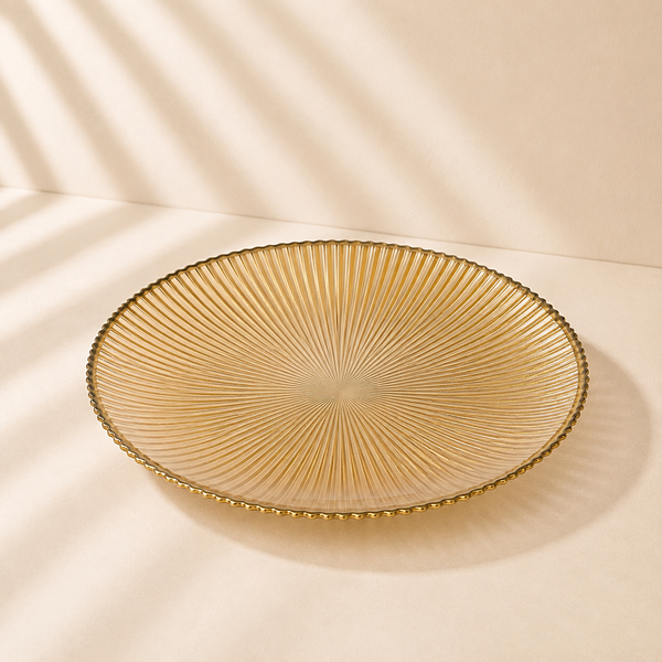 Gold Ribbed Glass Charger