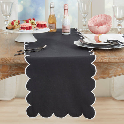 Cotton Scalloped Table Runner: Pink / 16"x72"