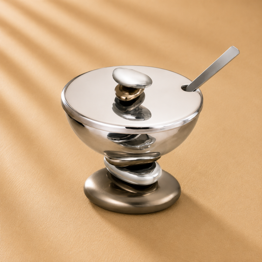 SS Gunmetal Pebble Honey Jar W/Lid