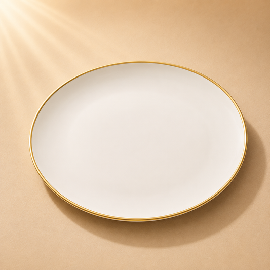 White Vintage Charger - Gold Rim