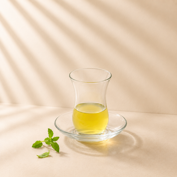 Clear Glass Cups & Saucers Set of 6