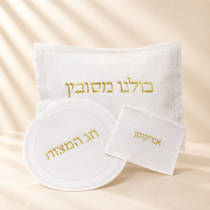 Hemstitch Matzah Cover-Gold