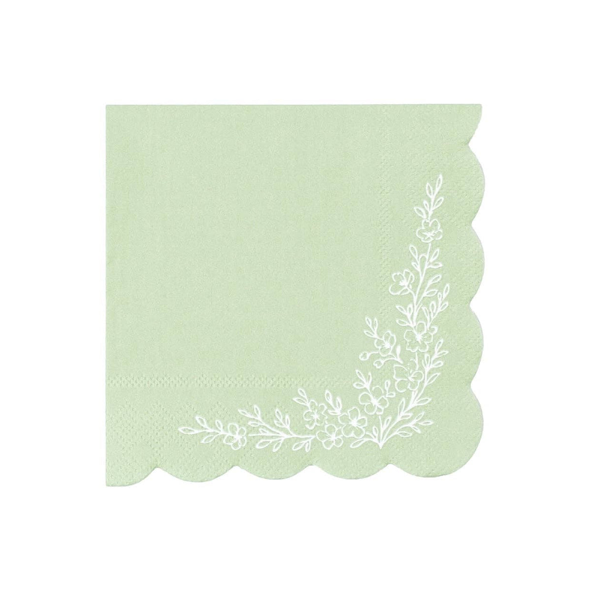 Floral Elegance Sage Beverage Napkins 16pk