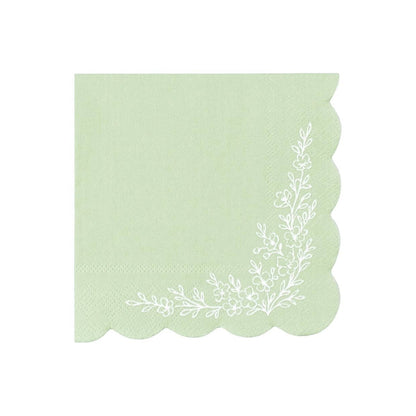 Floral Elegance Sage Beverage Napkins 16pk