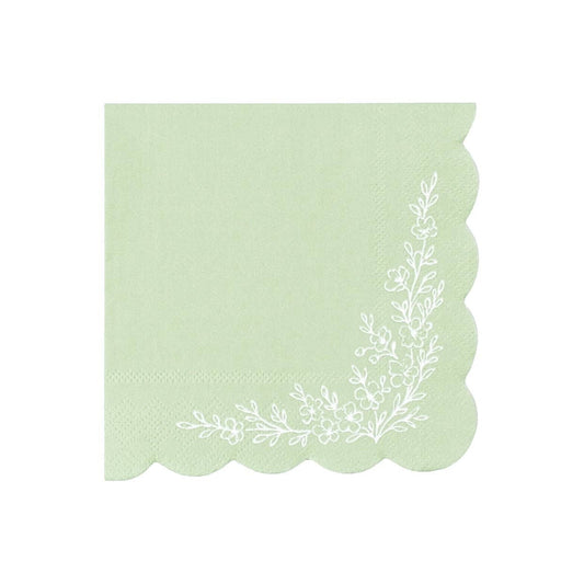 Floral Elegance Sage Beverage Napkins 16pk