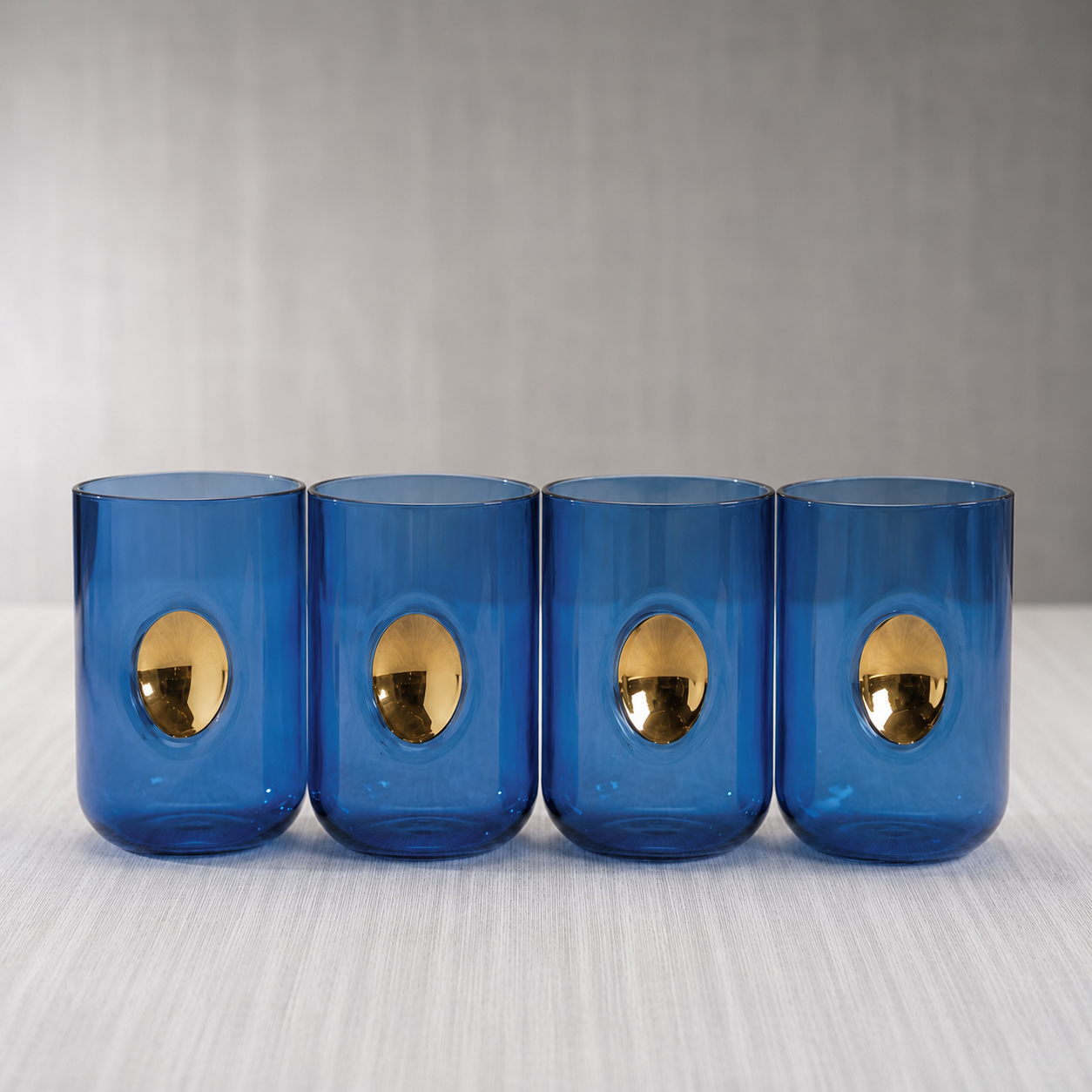 Aperitivo Tumbler w/ Gold Accent Cobalt Blue -Set of 4