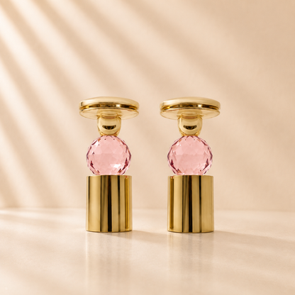 Pink Crystal Candlestick Set of 2