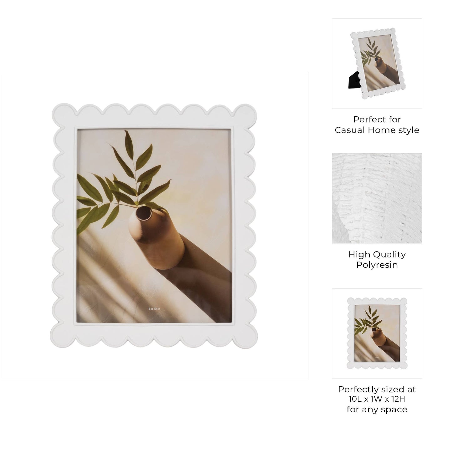 Photo Frame - White Resin Rectangle Scalloped Edge, 8x10 in.