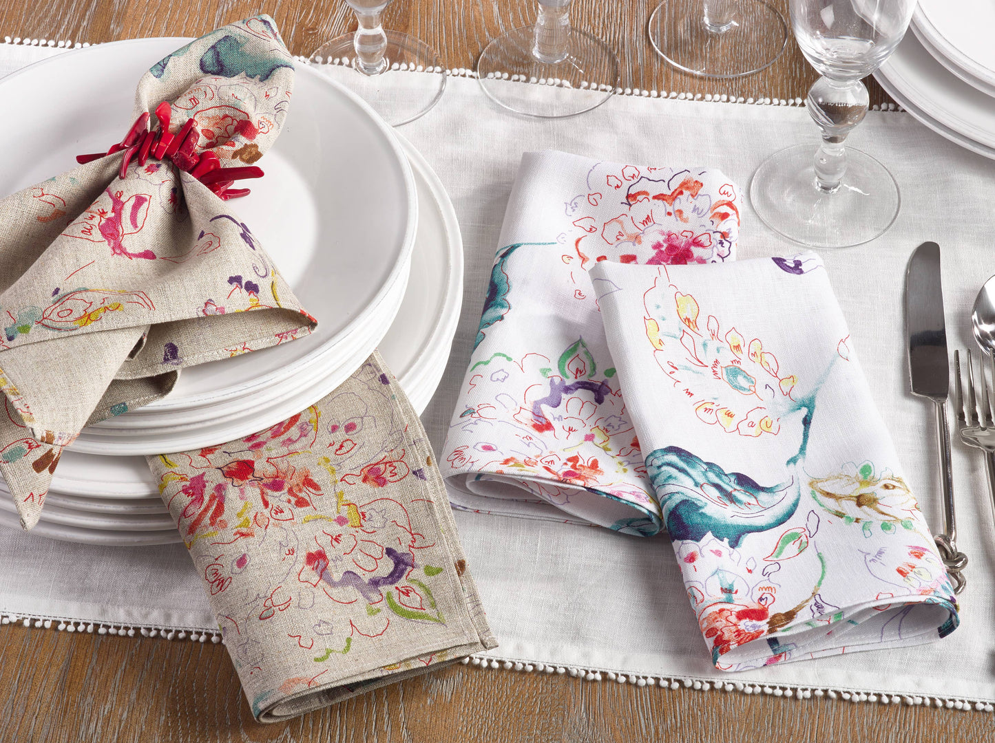 Abstract Floral Dinner Napkins: Marigold 20" Set of 4