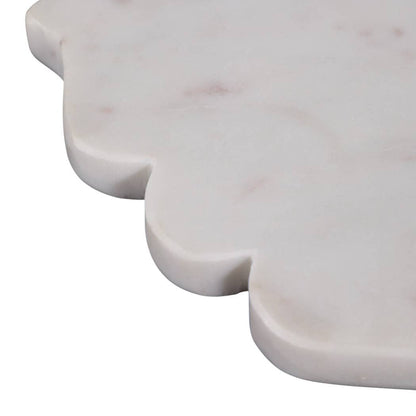Decorative Tray - White Marble Oval Scallop Edge, 14 in.