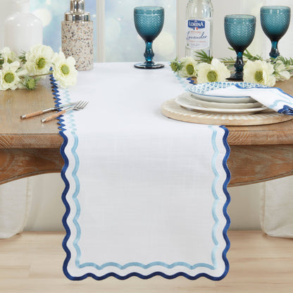 Scalloped Border Table Runner: Taupe / 16"x72"