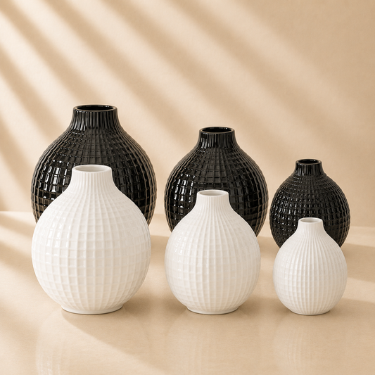 Glossy Ceramic Grid Vases