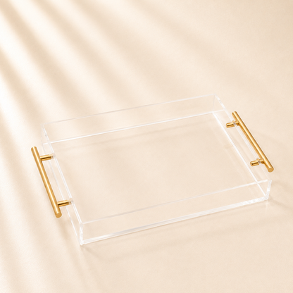 Acrylic Tray Gold Handle 10”x12”