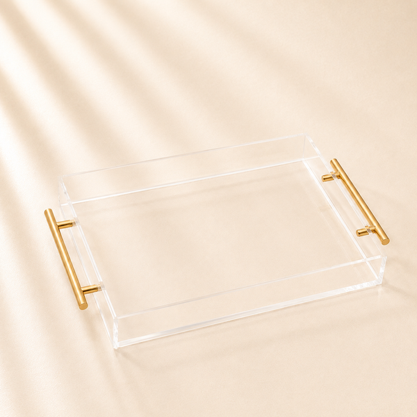 Acrylic Tray Gold Handle 10”x12”