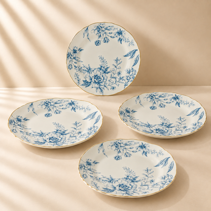 Blazer Toile Scalloped Gold Rim Salad Plate 8” Set of 4