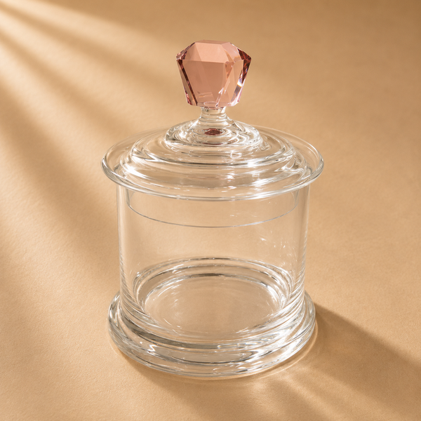 Glass Canister with Pink Diamond Handle