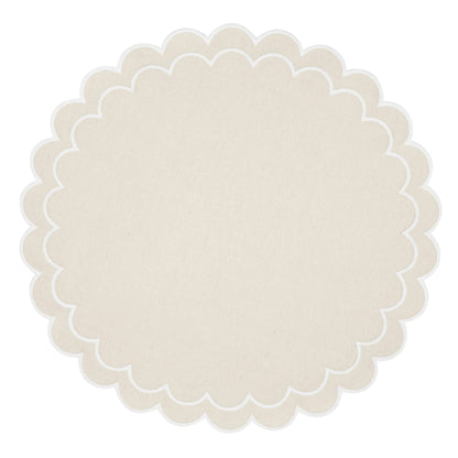 Round Scalloped Cotton Placemats: Black / 15"