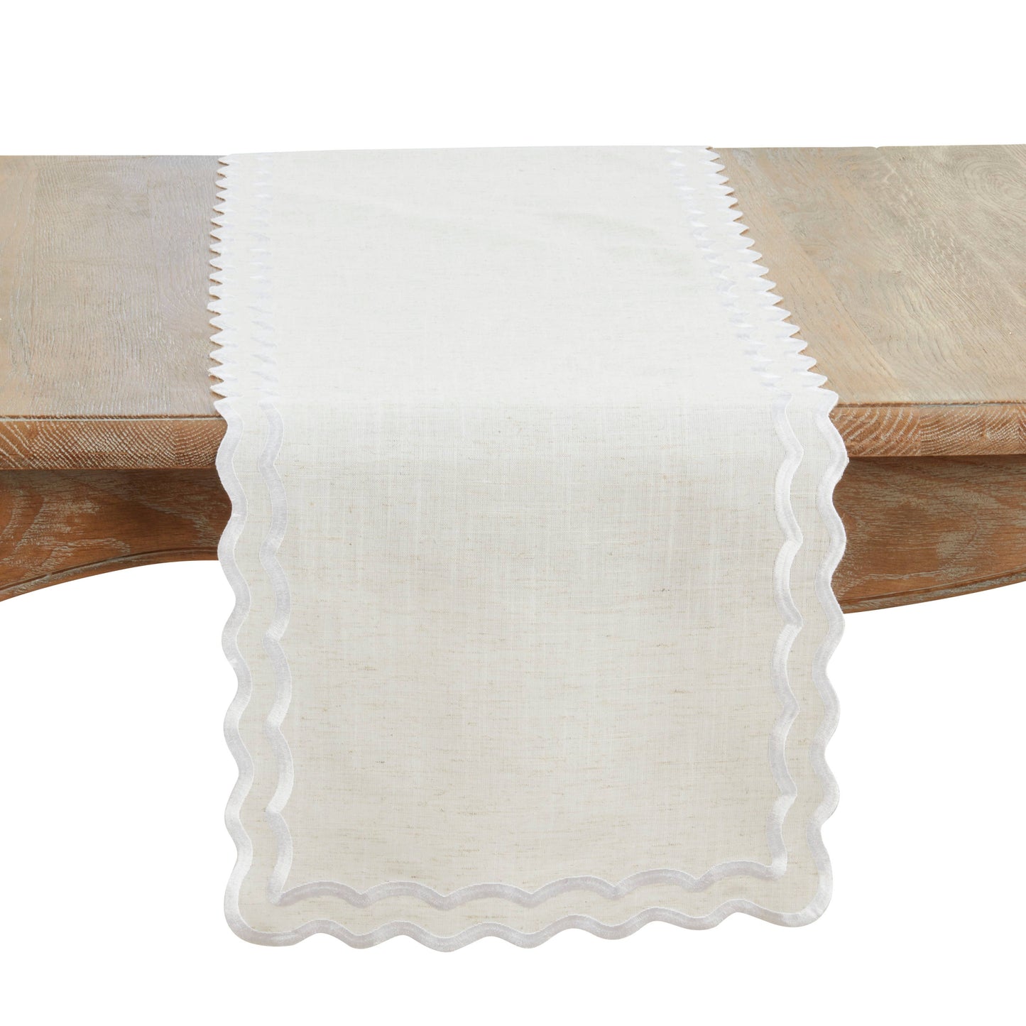 Scalloped Border Table Runner: Taupe / 16"x72"