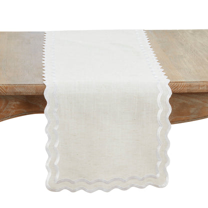 Scalloped Border Table Runner: Taupe / 16"x72"
