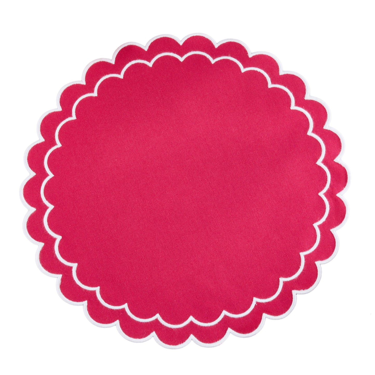 Round Scalloped Cotton Placemats: Black / 15"