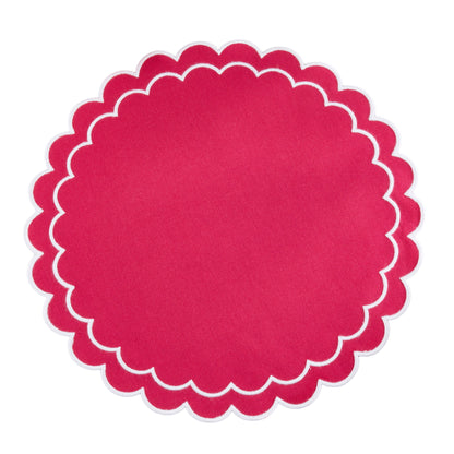 Round Scalloped Cotton Placemats: Black / 15"