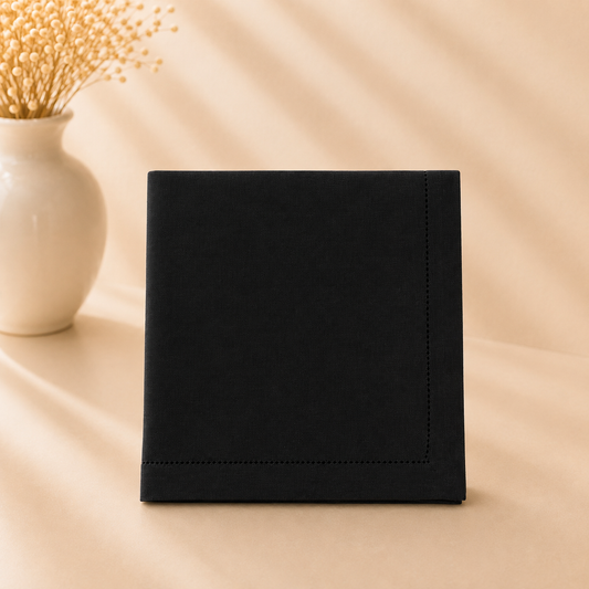 Hemstitch Napkin-Black 20" X 20" Set of 4