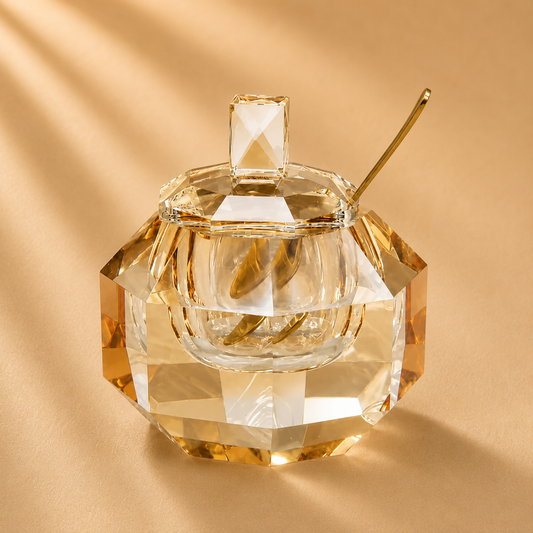 Crystal Amber Honey Dish