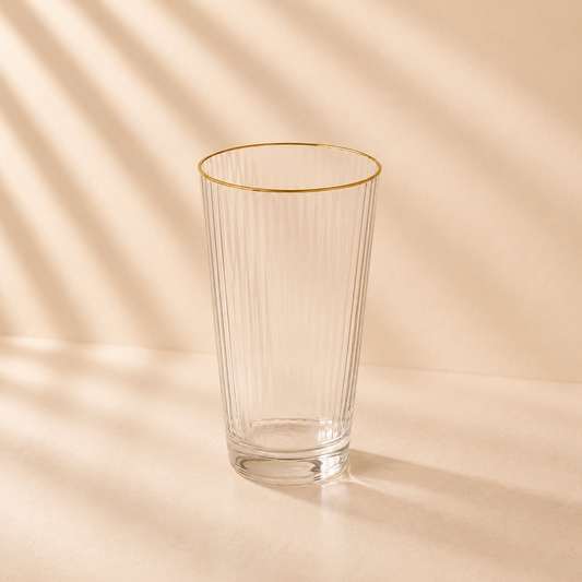 Optic Highball Glass Gold Rim 13oz