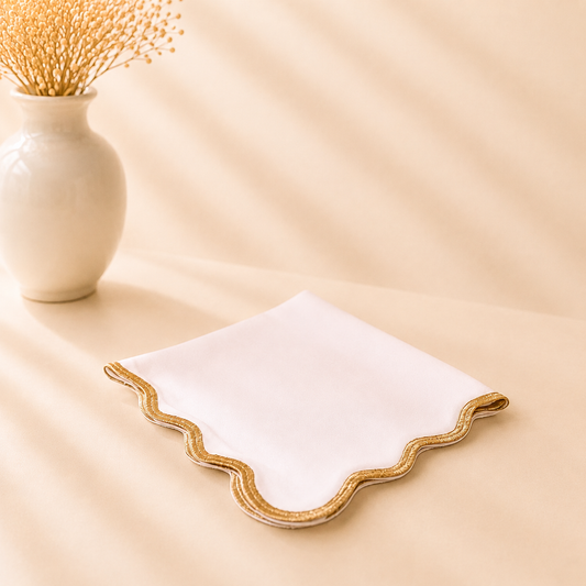 Large Border Scallop Napkin 20x20 Gold Set of 4