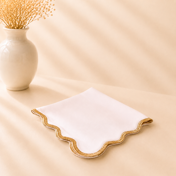 Large Border Scallop Napkin 20x20 Gold Set of 4