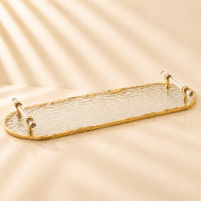 Oval Glass Tray with Handle