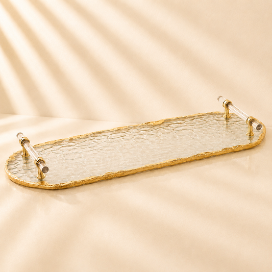 Oval Glass Tray with Handle