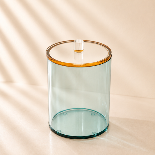 Teal Lucite Cookie Jar with Amber Lid