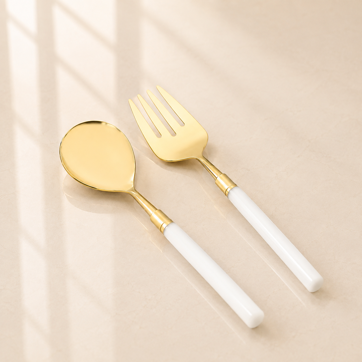 Gold Salad Server with Acrylic Handle