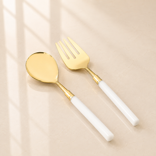Gold Salad Server with Acrylic Handle