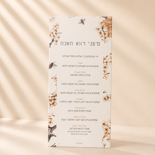 Lucite Simanim Card Toile Design - Hebrew Headings