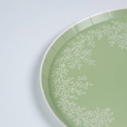 Floral Elegance Sage Dinner Plates 8pk