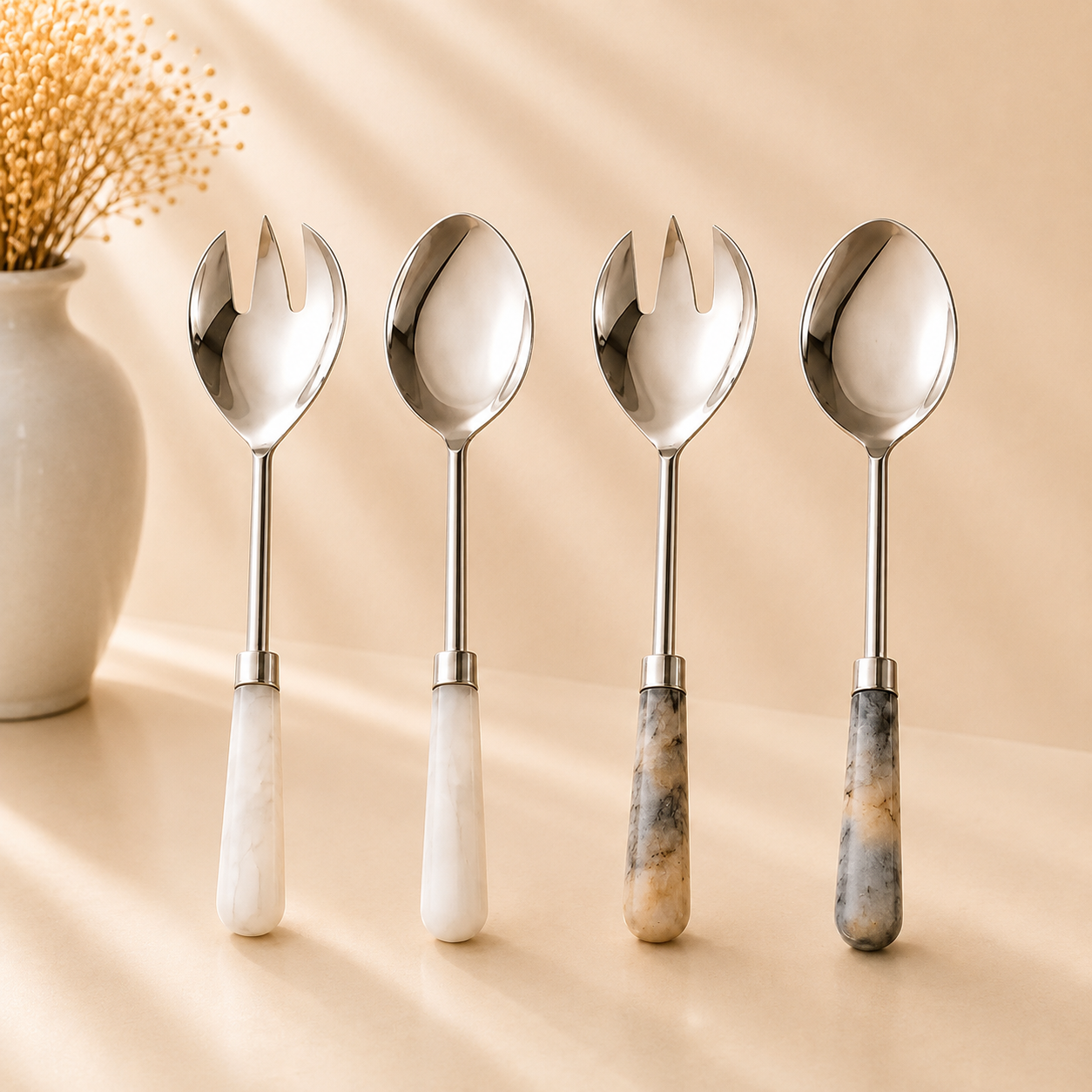 Azure Resin Salad Servers